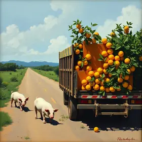 caminhão carregado com laranja